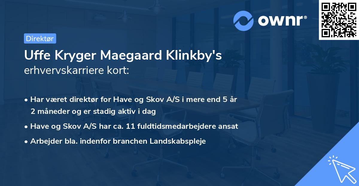 Uffe Kryger Maegaard Klinkby's erhvervskarriere kort