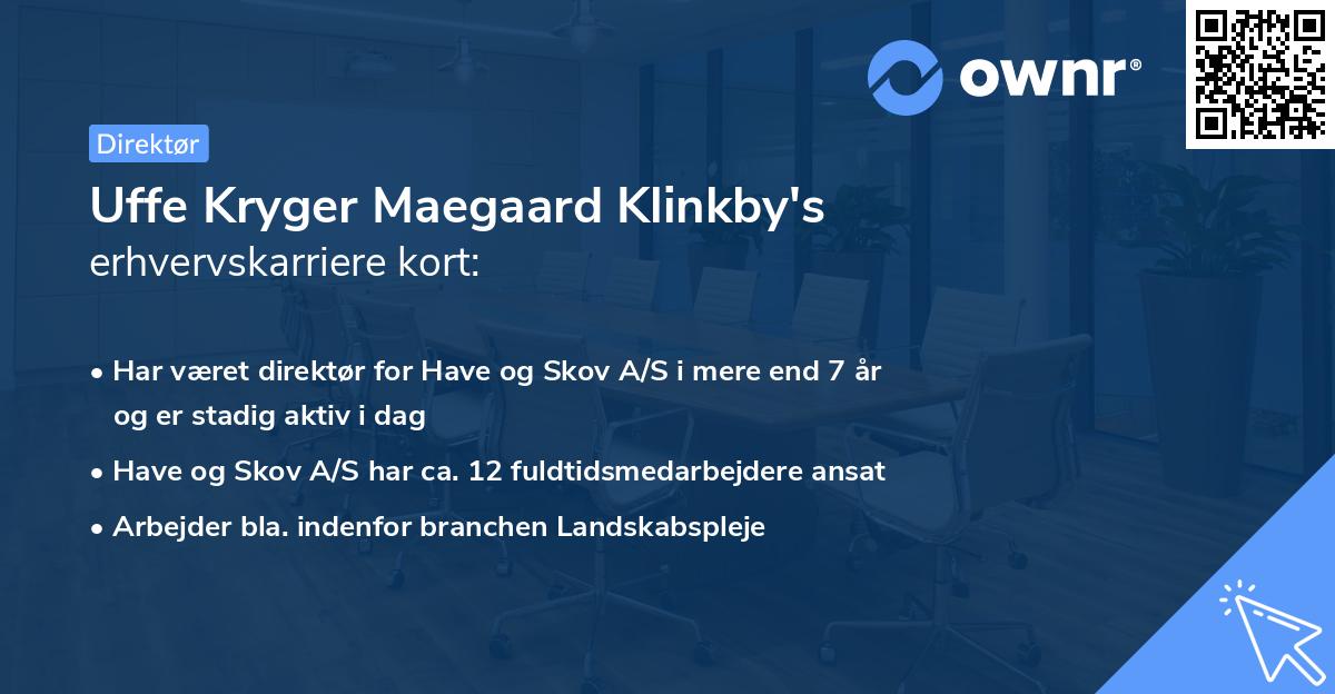 Uffe Kryger Maegaard Klinkby's erhvervskarriere kort