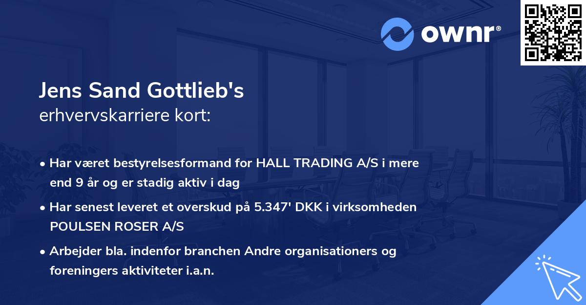 Jens Sand Gottlieb's erhvervskarriere kort