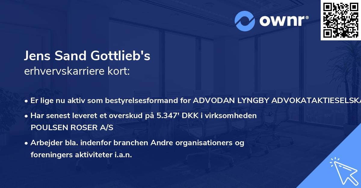 Jens Sand Gottlieb's erhvervskarriere kort