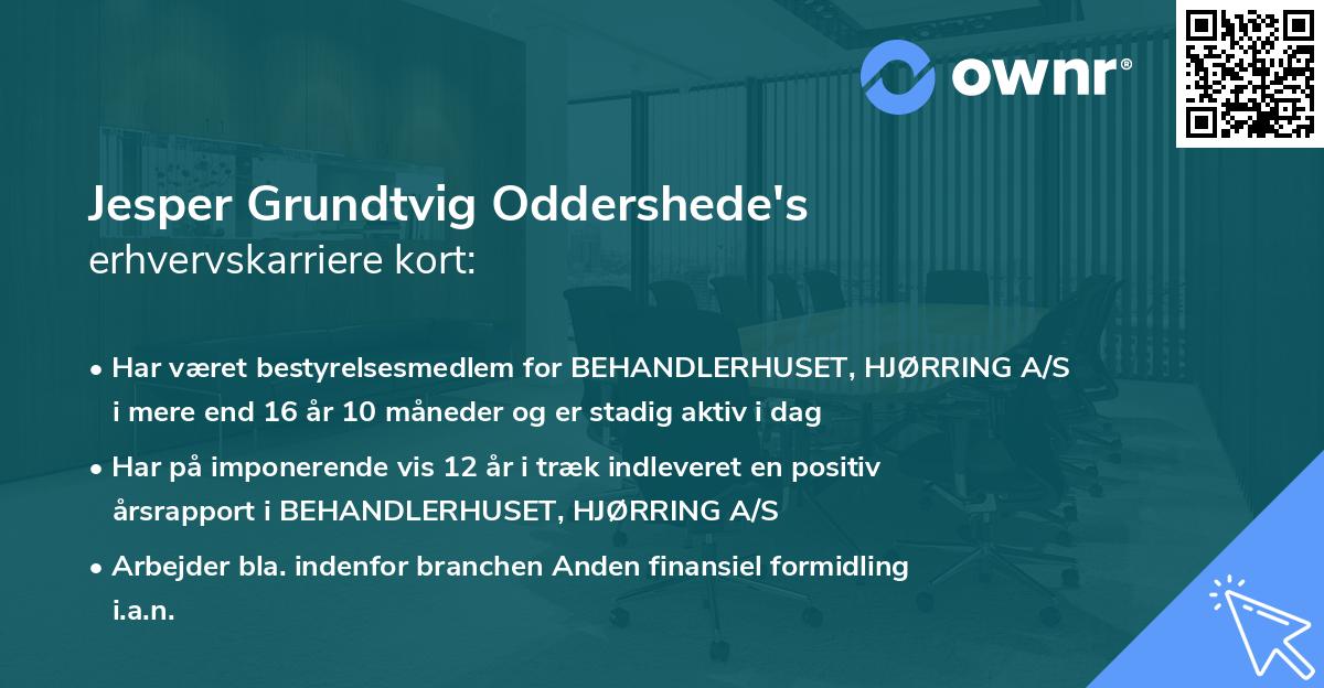 Jesper Grundtvig Oddershede's erhvervskarriere kort
