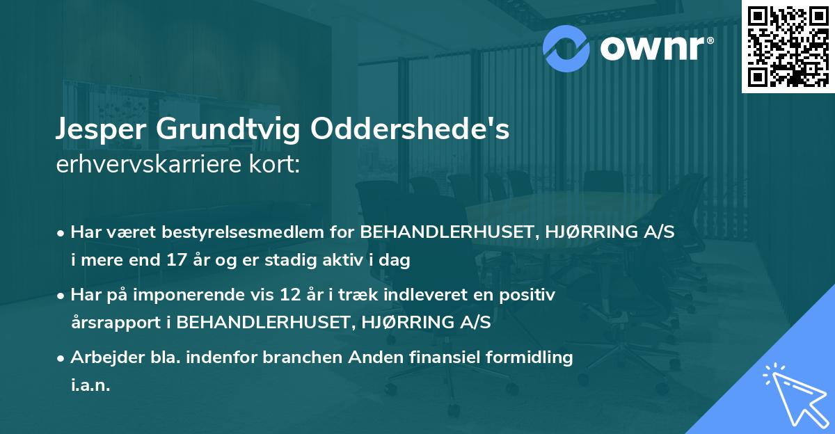 Jesper Grundtvig Oddershede's erhvervskarriere kort
