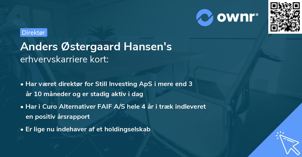 Anders Østergaard Hansen's erhvervskarriere kort