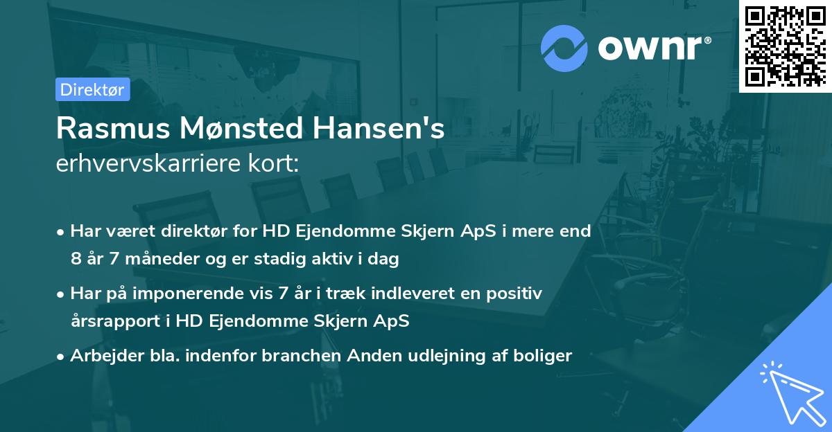 Rasmus Mønsted Hansen's erhvervskarriere kort