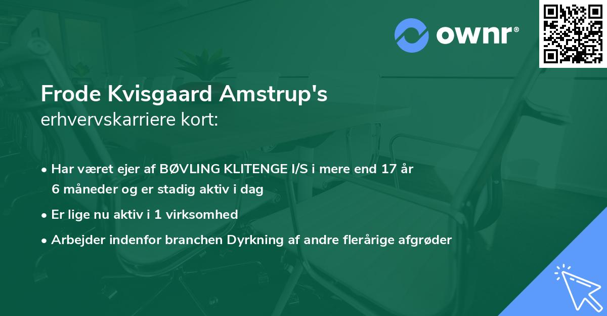 Frode Kvisgaard Amstrup's erhvervskarriere kort