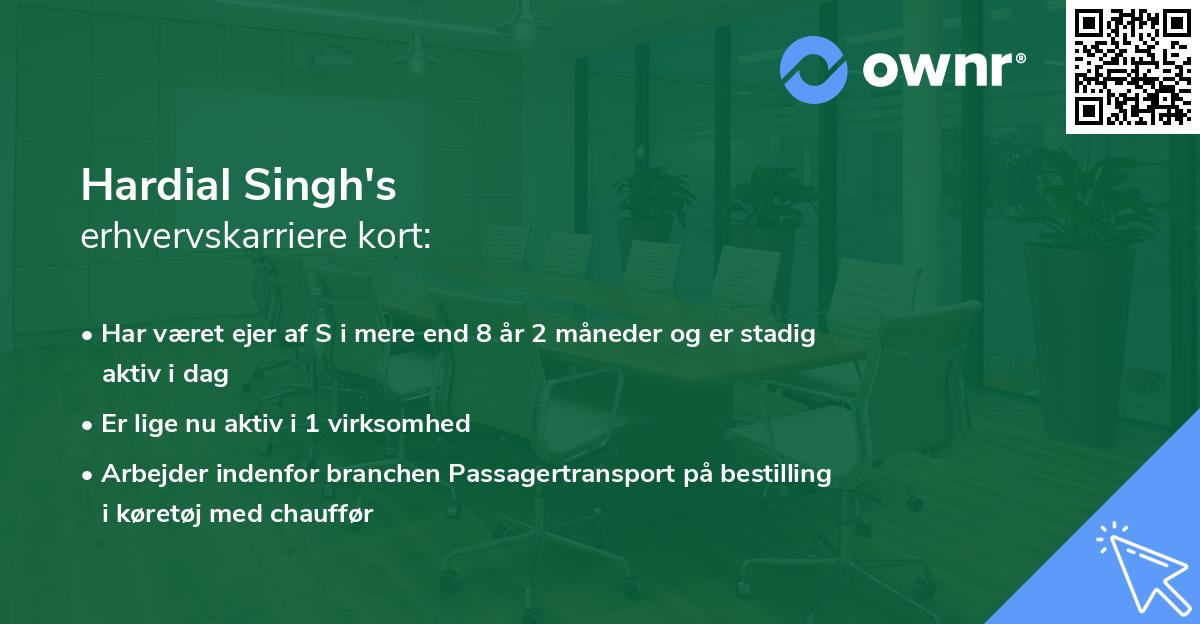 Hardial Singh's erhvervskarriere kort