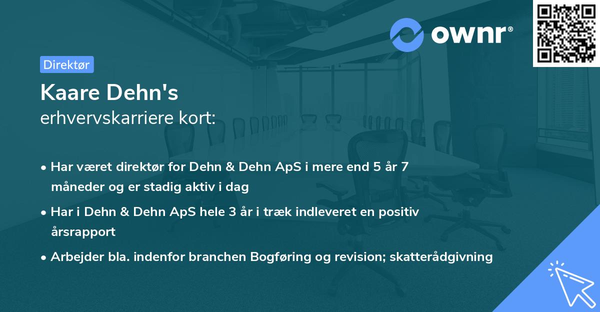Kaare Dehn's erhvervskarriere kort