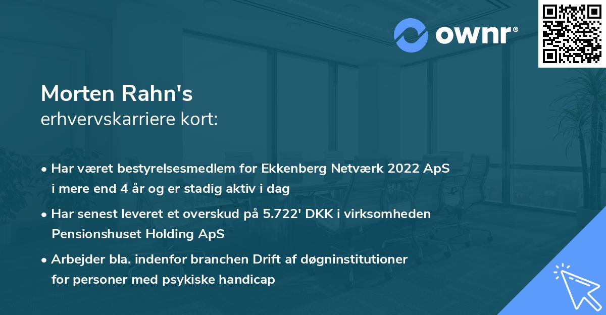 Morten Rahn's erhvervskarriere kort