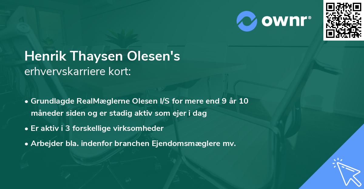 Henrik Thaysen Olesen's erhvervskarriere kort