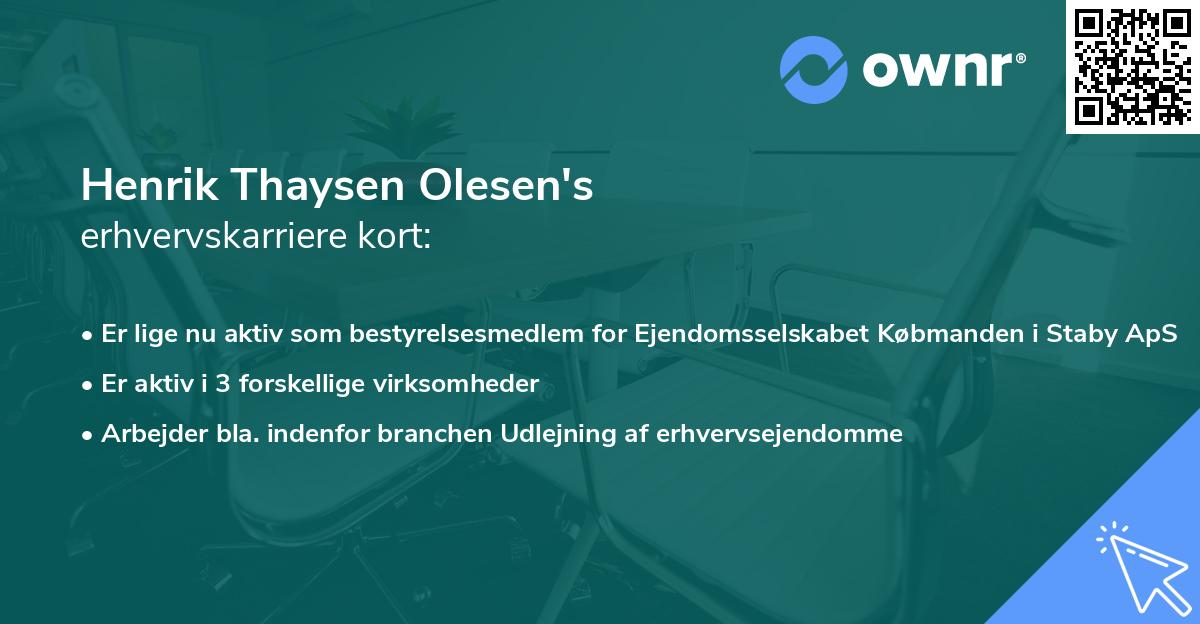Henrik Thaysen Olesen's erhvervskarriere kort