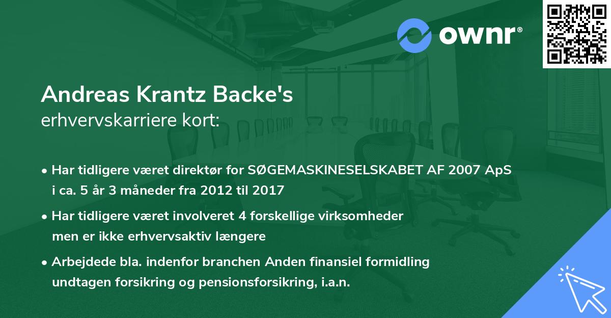 Andreas Krantz Backe's erhvervskarriere kort