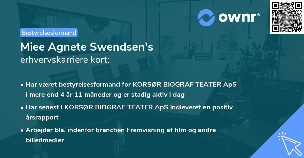 Miee Agnete Swendsen's erhvervskarriere kort