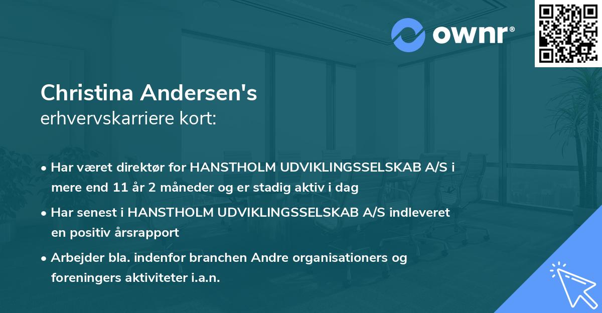 Christina Andersen's erhvervskarriere kort