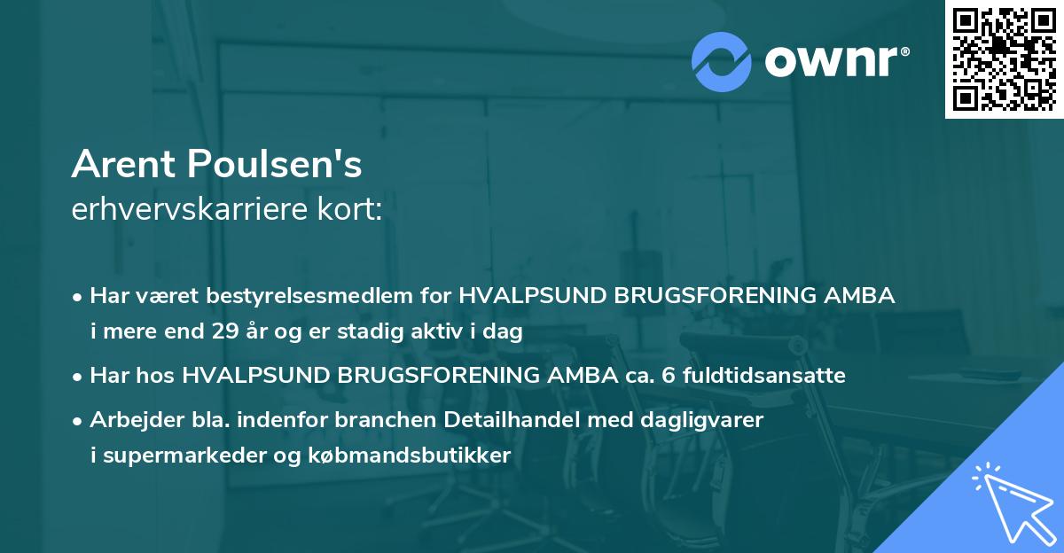 Arent Poulsen's erhvervskarriere kort