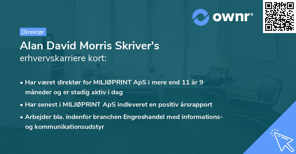 Alan David Morris Skriver's erhvervskarriere kort