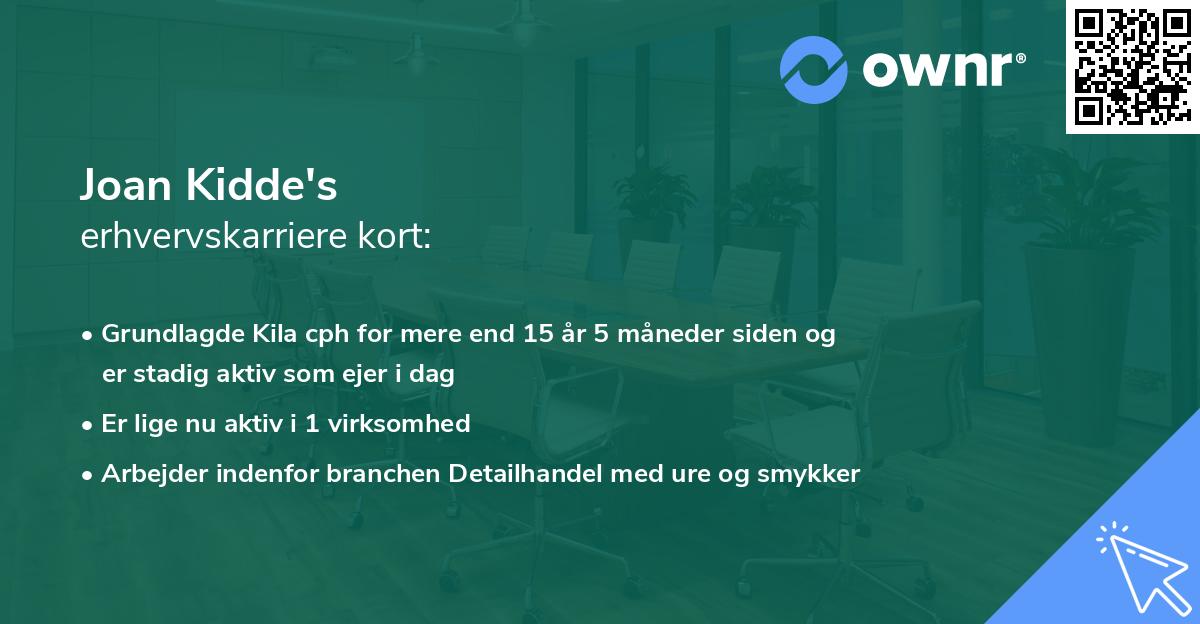 Joan Kidde's erhvervskarriere kort