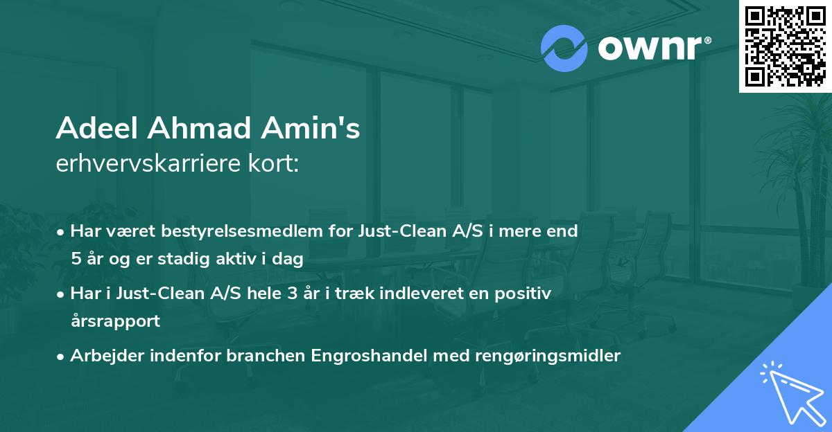 Adeel Ahmad Amin's erhvervskarriere kort