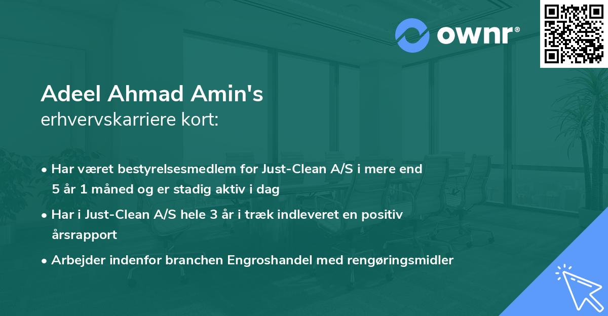 Adeel Ahmad Amin's erhvervskarriere kort