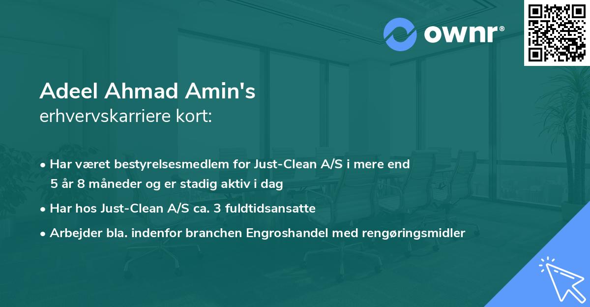 Adeel Ahmad Amin's erhvervskarriere kort