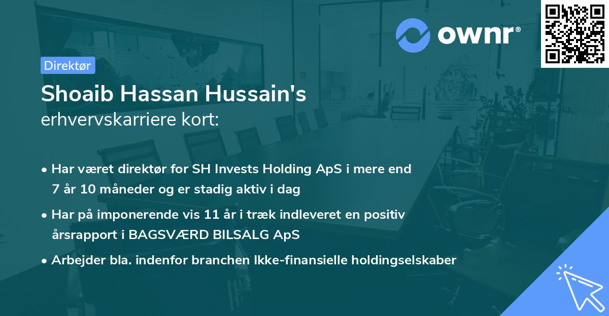 Shoaib Hassan Hussain's erhvervskarriere kort