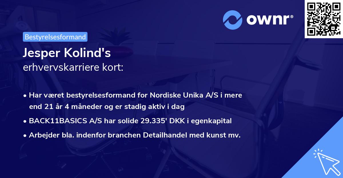 Jesper Kolind's erhvervskarriere kort