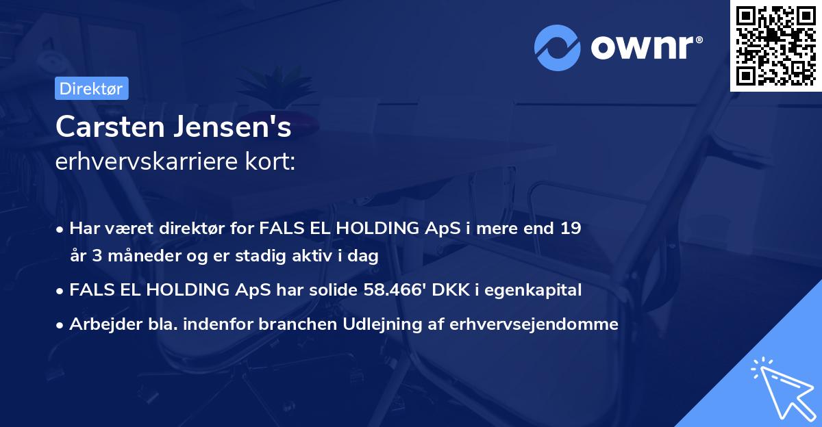 Carsten Jensen's erhvervskarriere kort