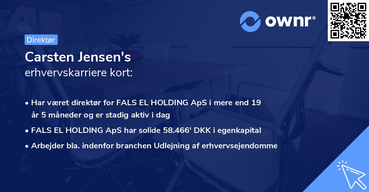Carsten Jensen's erhvervskarriere kort