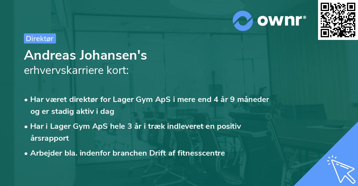 Andreas Johansen's erhvervskarriere kort