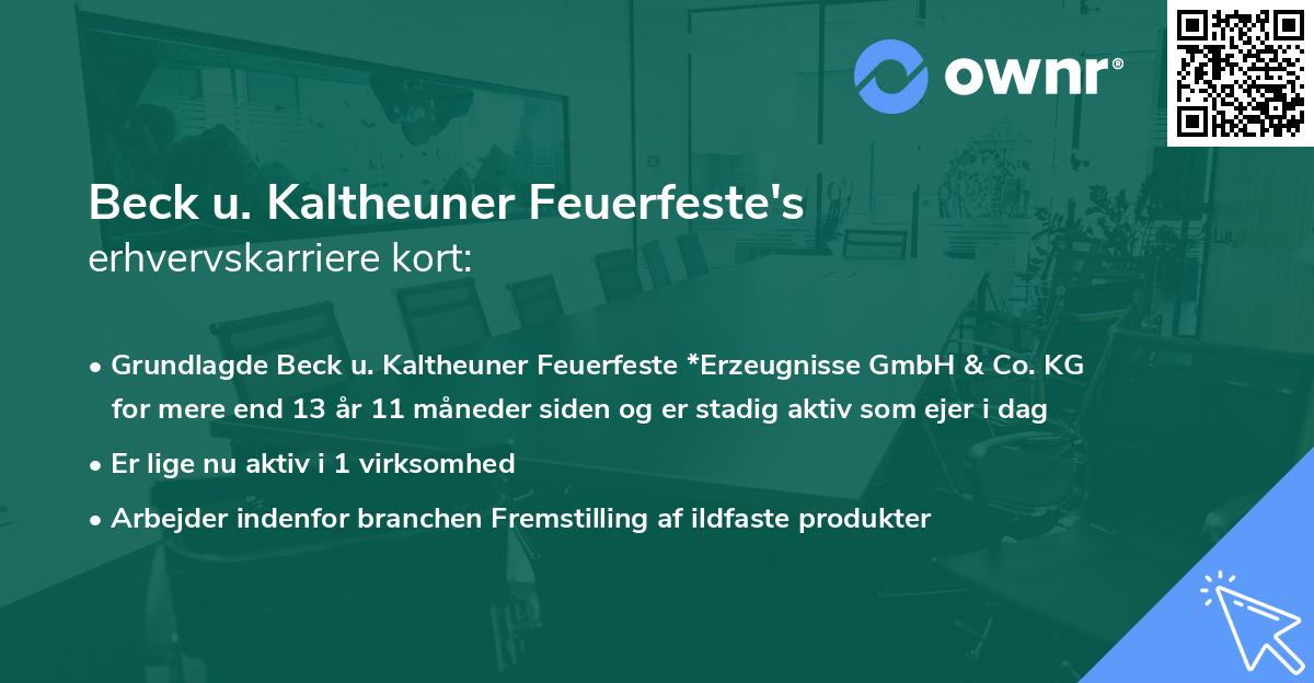 Beck u. Kaltheuner Feuerfeste's erhvervskarriere kort