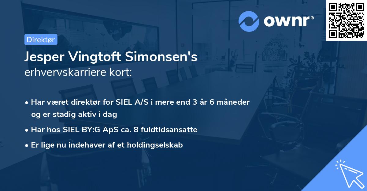 Jesper Vingtoft Simonsen's erhvervskarriere kort