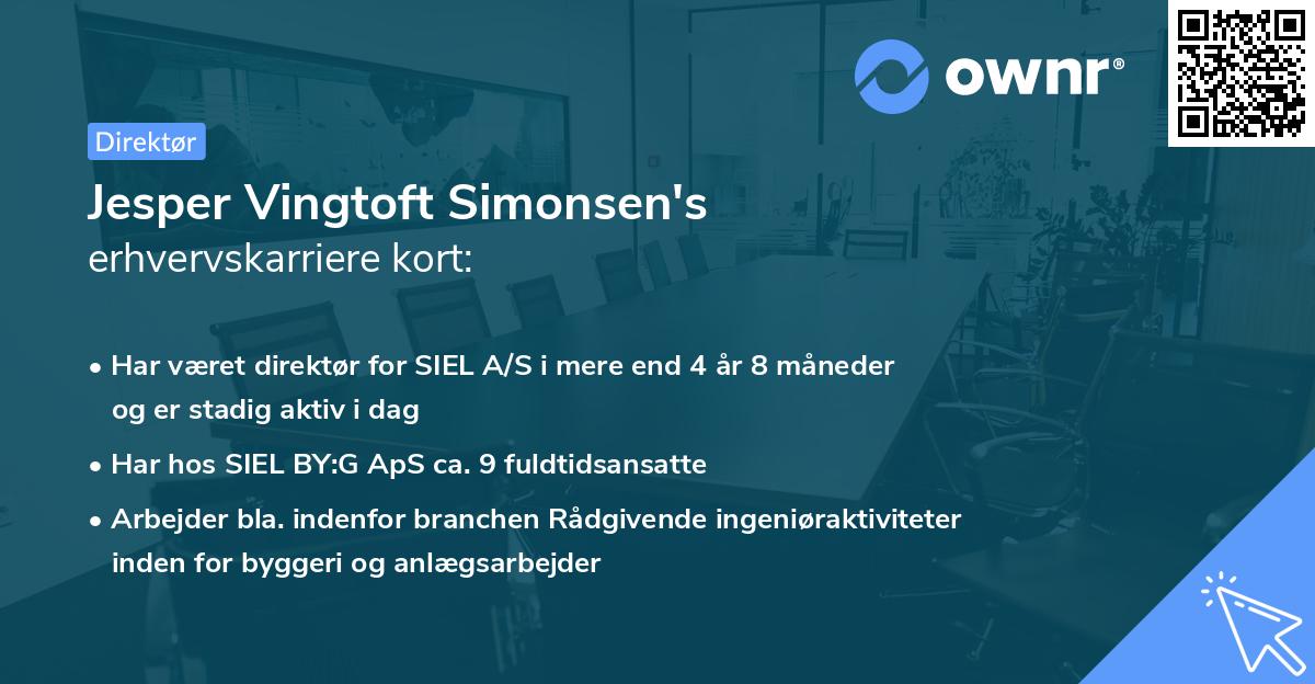 Jesper Vingtoft Simonsen's erhvervskarriere kort