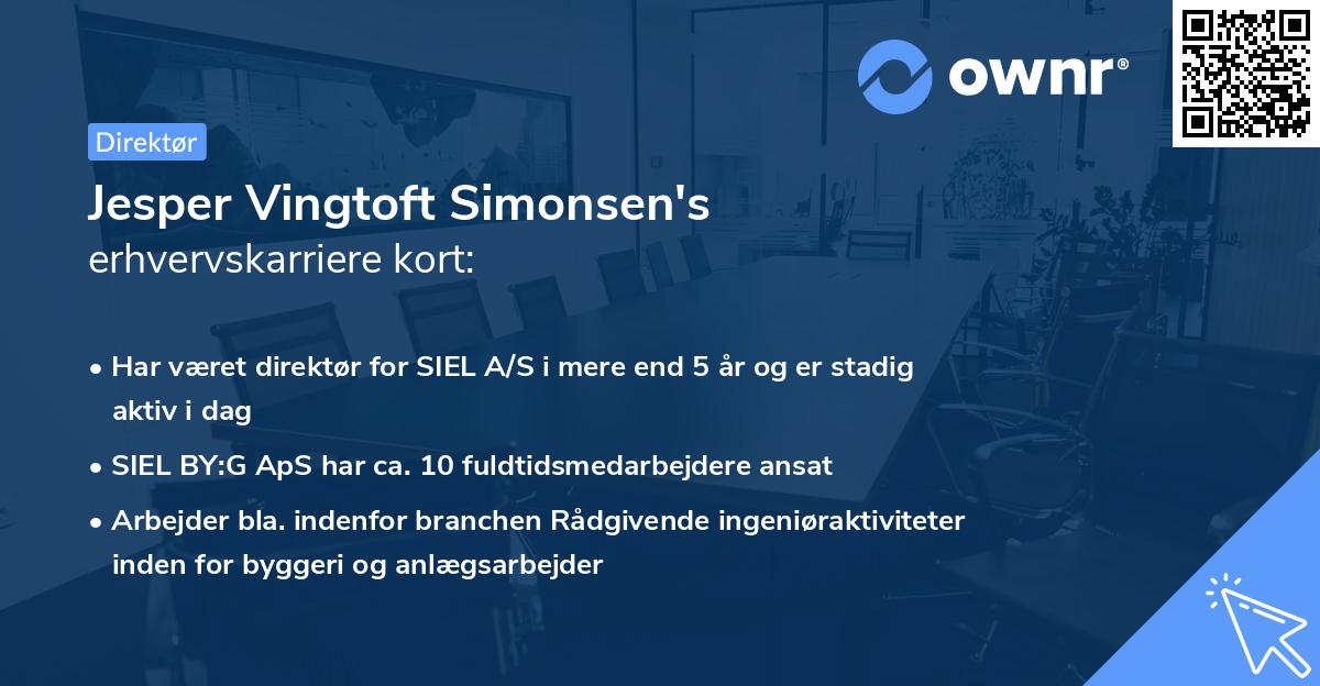 Jesper Vingtoft Simonsen's erhvervskarriere kort