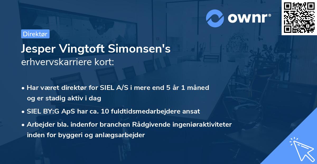 Jesper Vingtoft Simonsen's erhvervskarriere kort