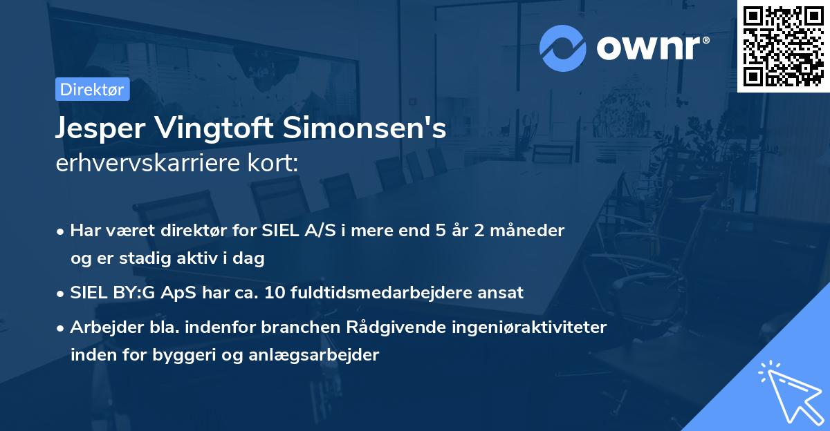 Jesper Vingtoft Simonsen's erhvervskarriere kort