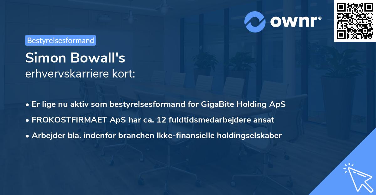 Simon Bowall's erhvervskarriere kort