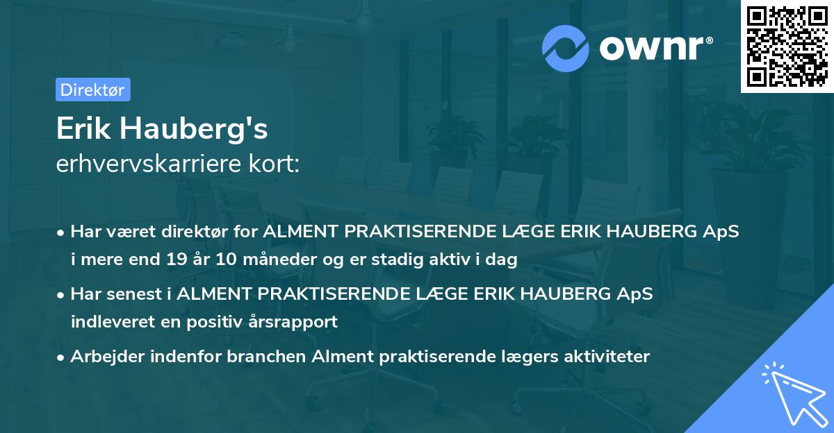 Erik Hauberg's erhvervskarriere kort
