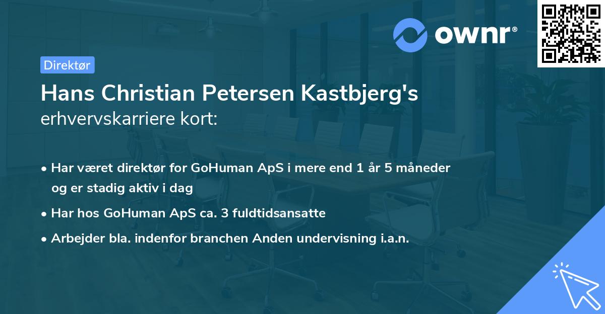 Hans Christian Petersen Kastbjerg's erhvervskarriere kort