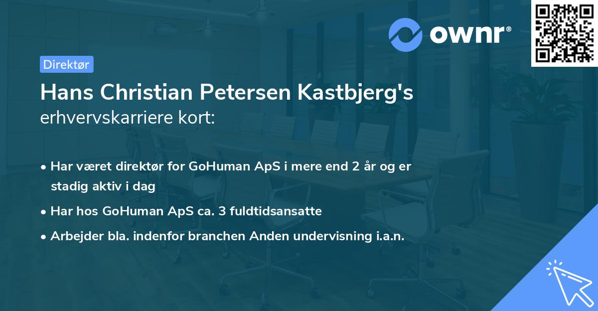 Hans Christian Petersen Kastbjerg's erhvervskarriere kort