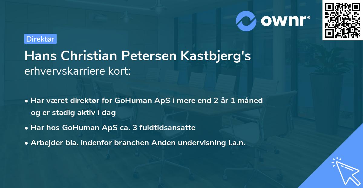 Hans Christian Petersen Kastbjerg's erhvervskarriere kort