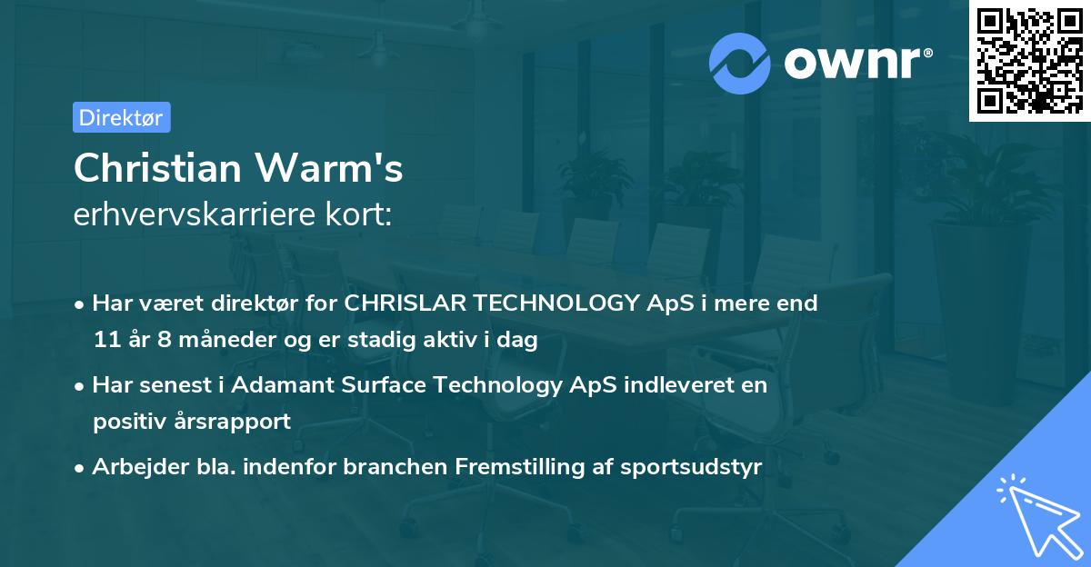 Christian Warm's erhvervskarriere kort