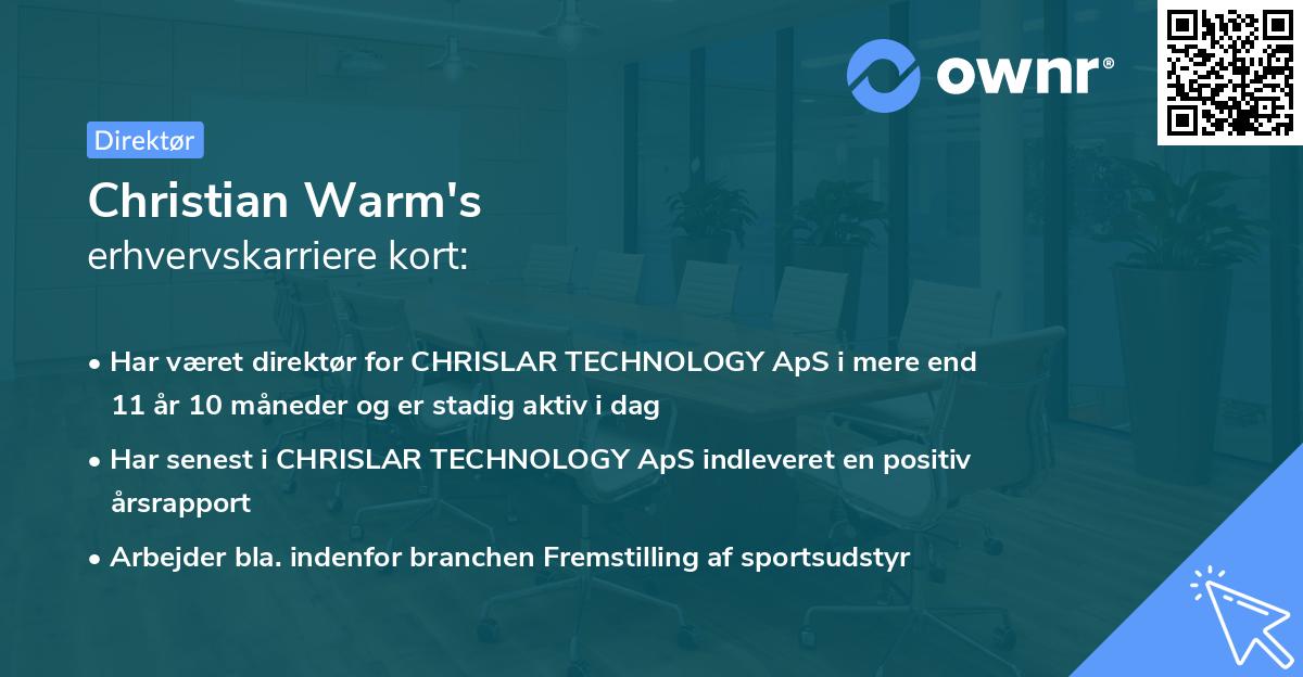 Christian Warm's erhvervskarriere kort