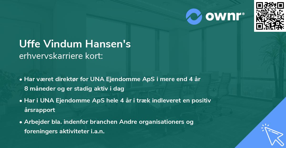 Uffe Vindum Hansen's erhvervskarriere kort