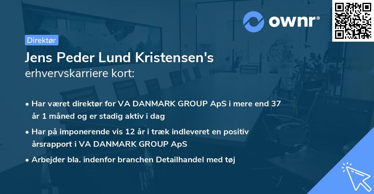 Jens Peder Lund Kristensen's erhvervskarriere kort