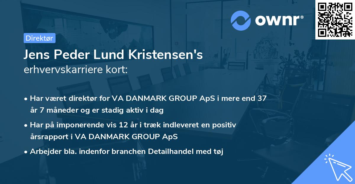 Jens Peder Lund Kristensen's erhvervskarriere kort