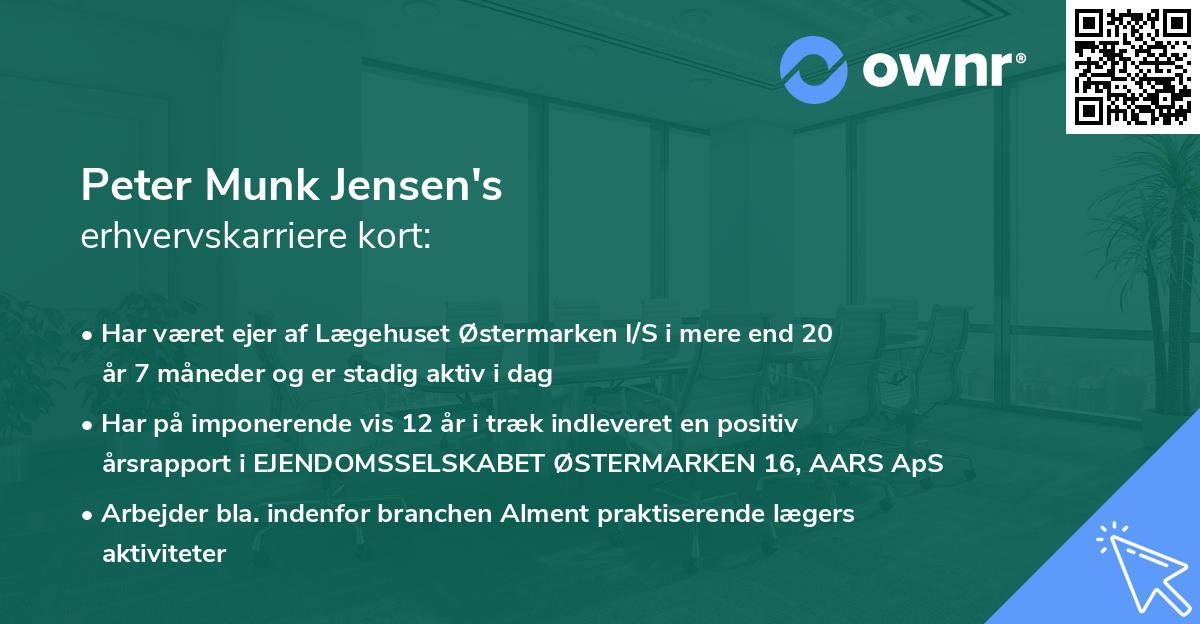 Peter Munk Jensen's erhvervskarriere kort