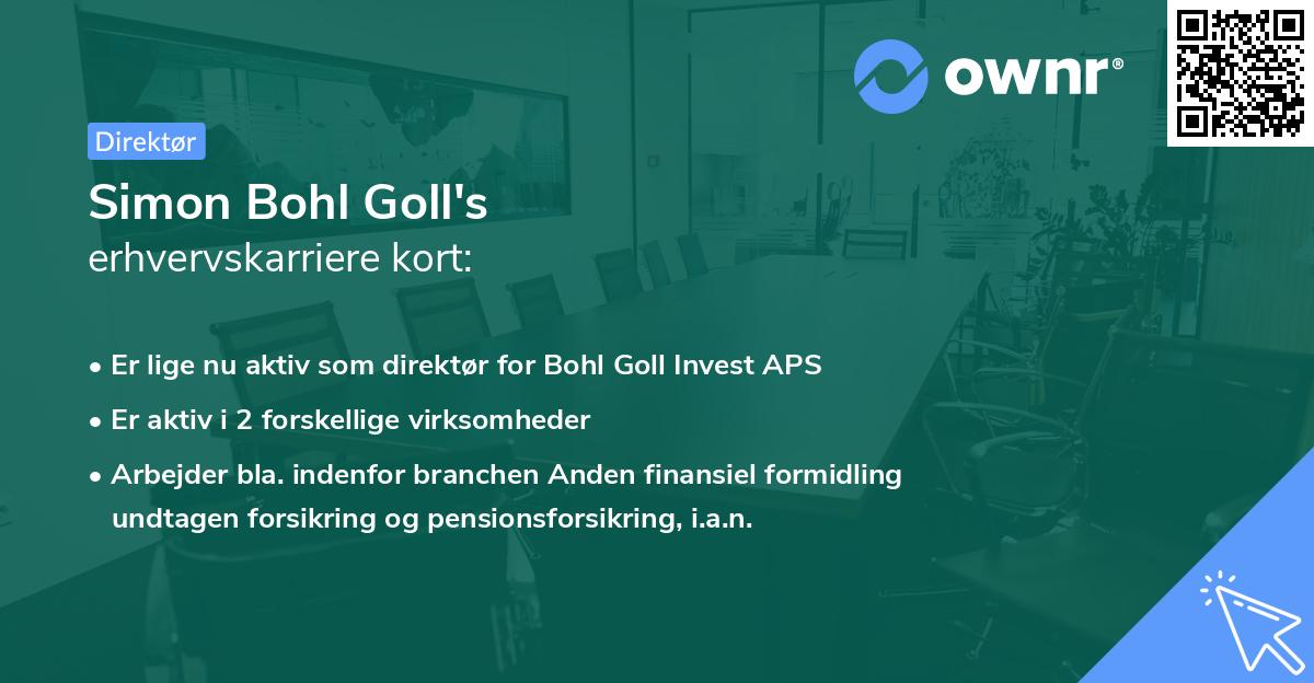 Simon Bohl Goll's erhvervskarriere kort