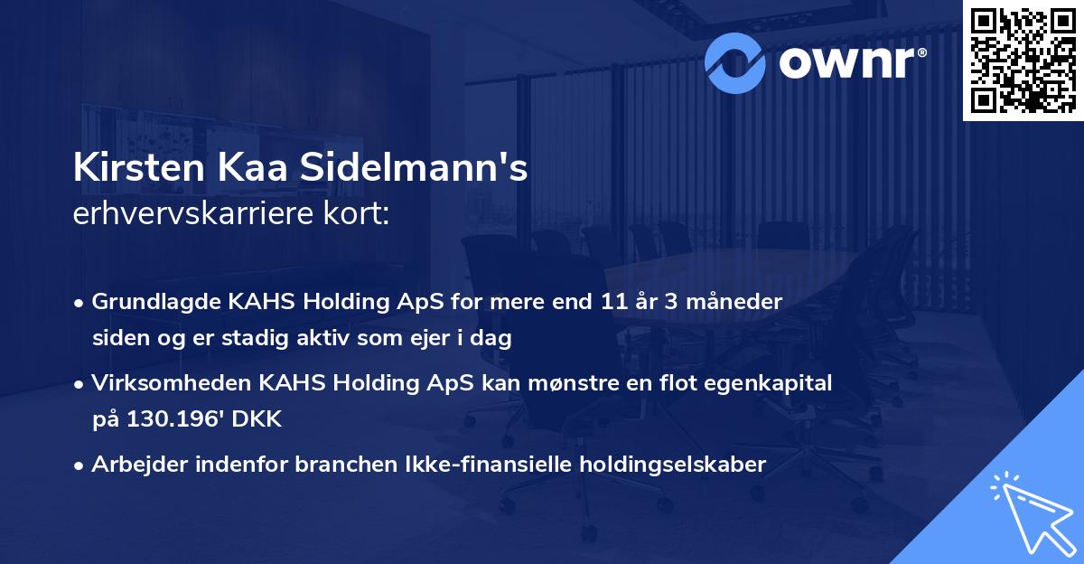 Kirsten Kaa Sidelmann's erhvervskarriere kort