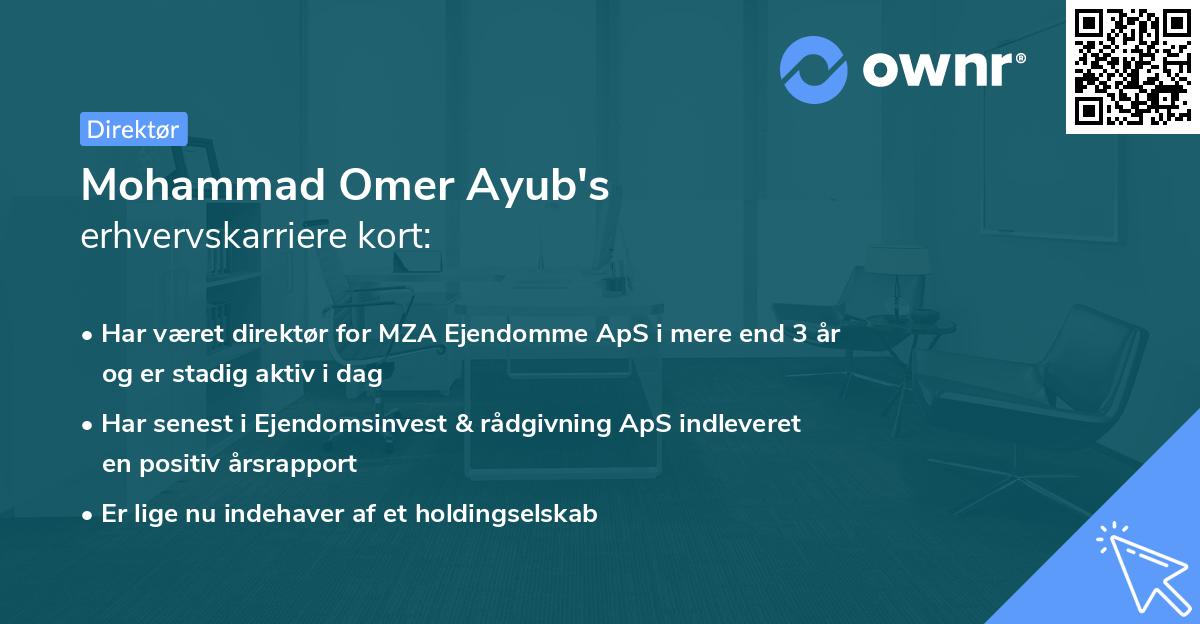 Mohammad Omer Ayub's erhvervskarriere kort