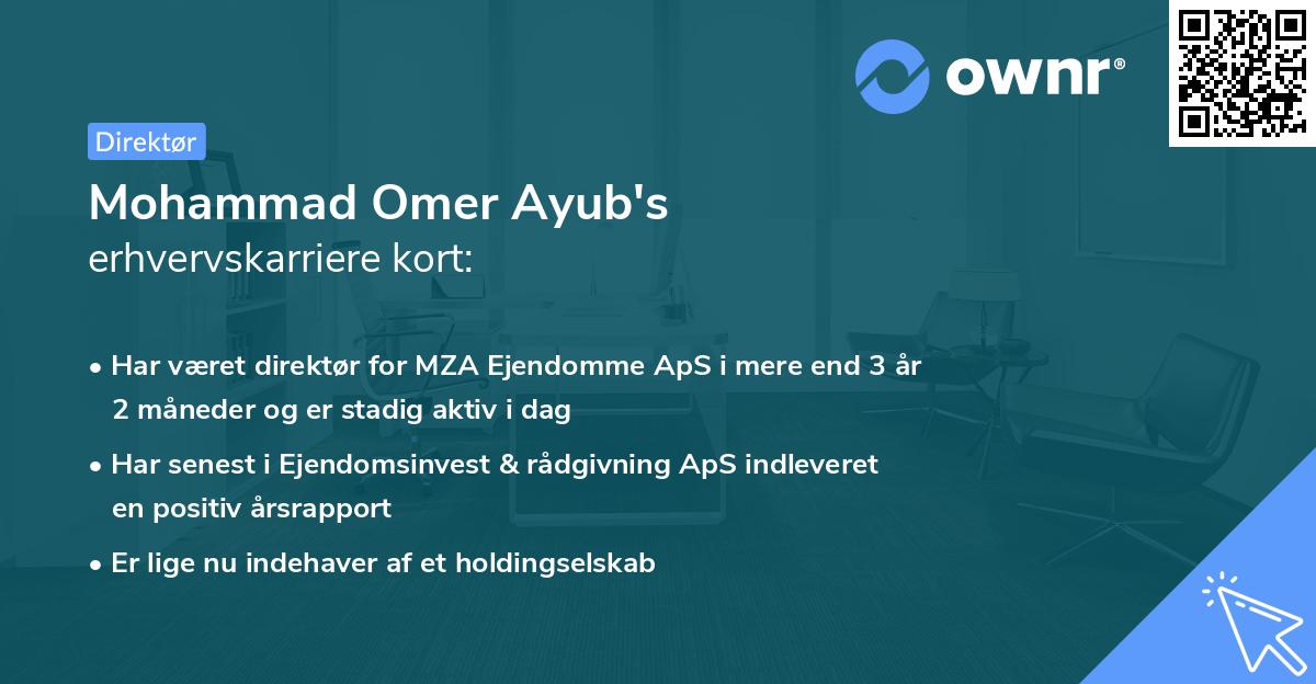 Mohammad Omer Ayub's erhvervskarriere kort