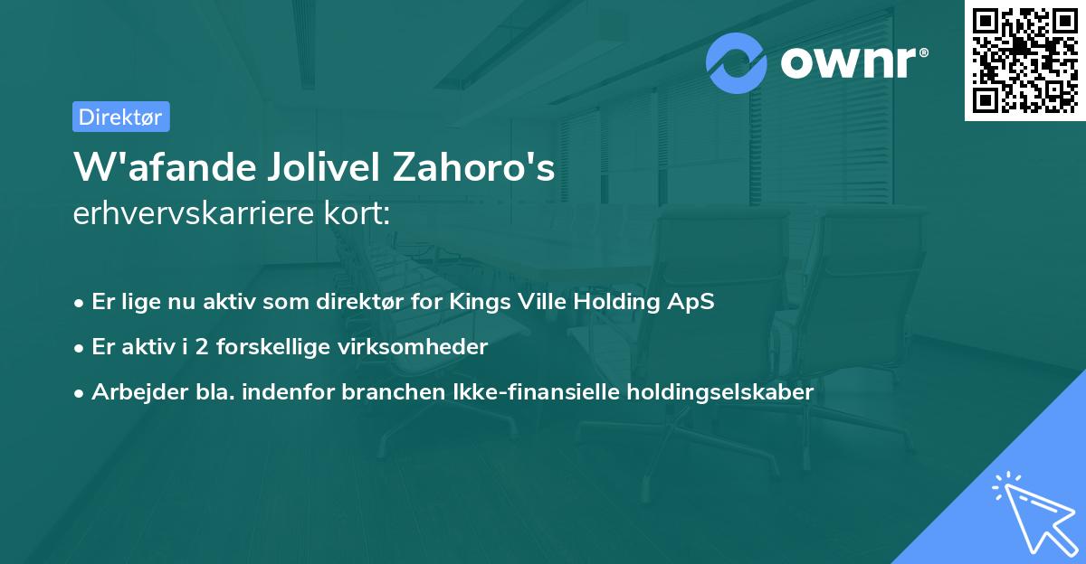 W'afande Jolivel Zahoro's erhvervskarriere kort